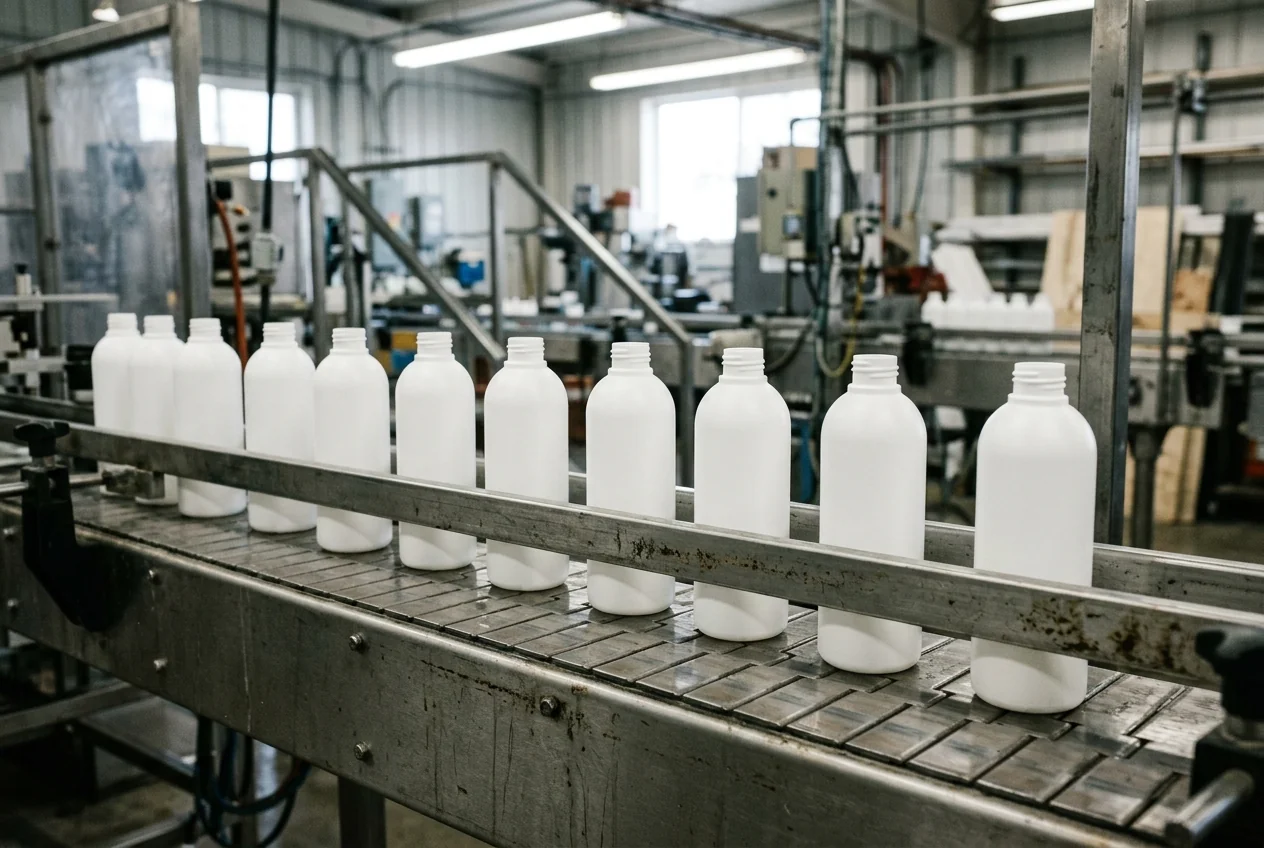 Bottles in a spaced row