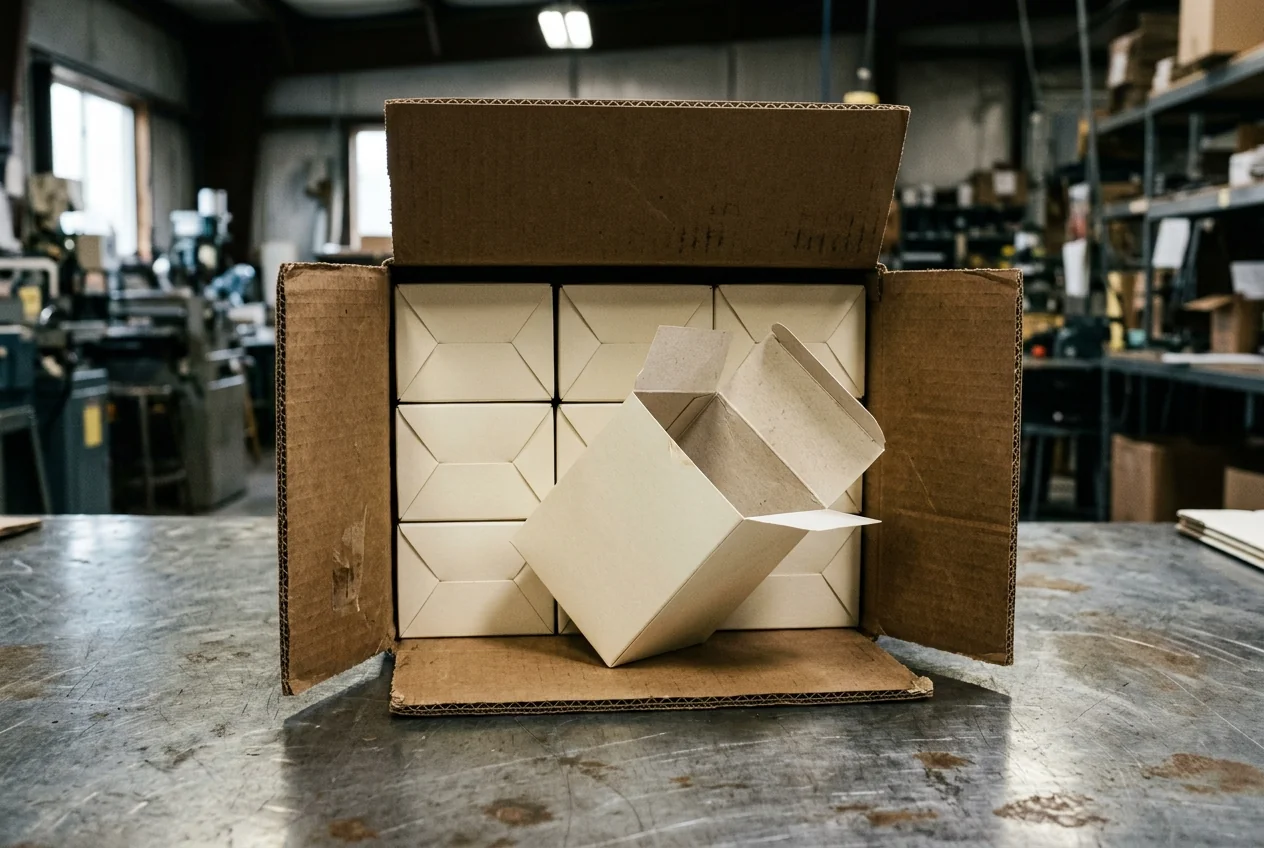 Folding cartons inside corrugated case